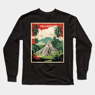 Palenque Chiapas Mexico Vintage Poster Tourism Long Sleeve T-Shirt